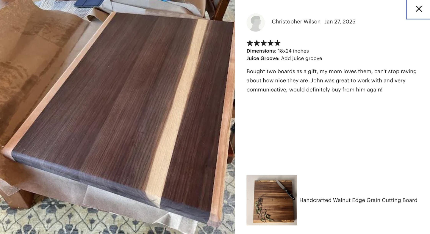 Walnut Butcher Block Cutting Board