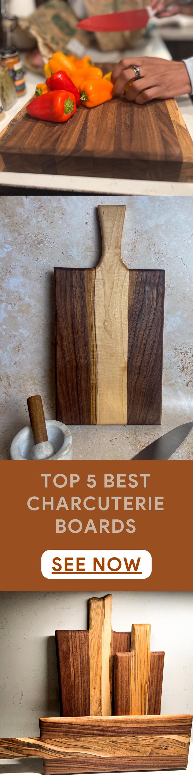 Walnut charcuterie board with maple accents