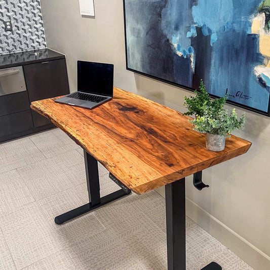 Live Edge Solid Pecan Standing Desk