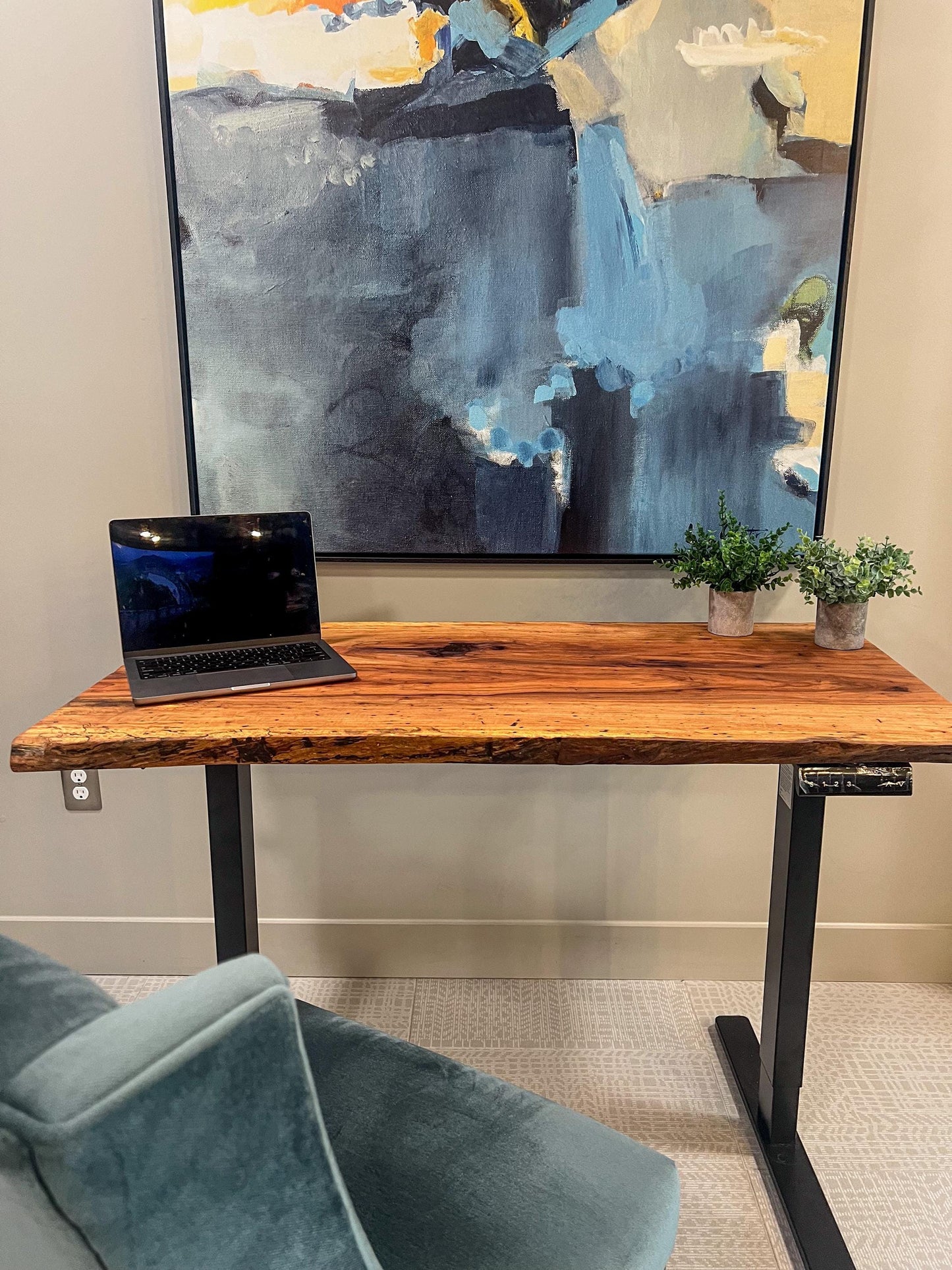 Live Edge Solid Pecan Standing Desk