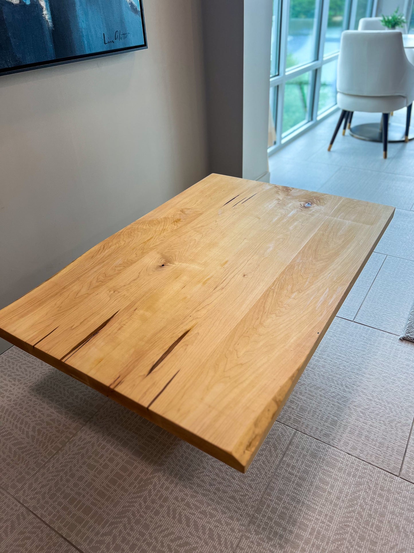 Handcrafted Japanese floor table, a solid wood low dining table with live edge design. Custom walnut, cherry, or reclaimed wood table for modern kitchens, Korean dining rooms, or living spaces. Perfect as a wedding, housewarming, or holiday gift.