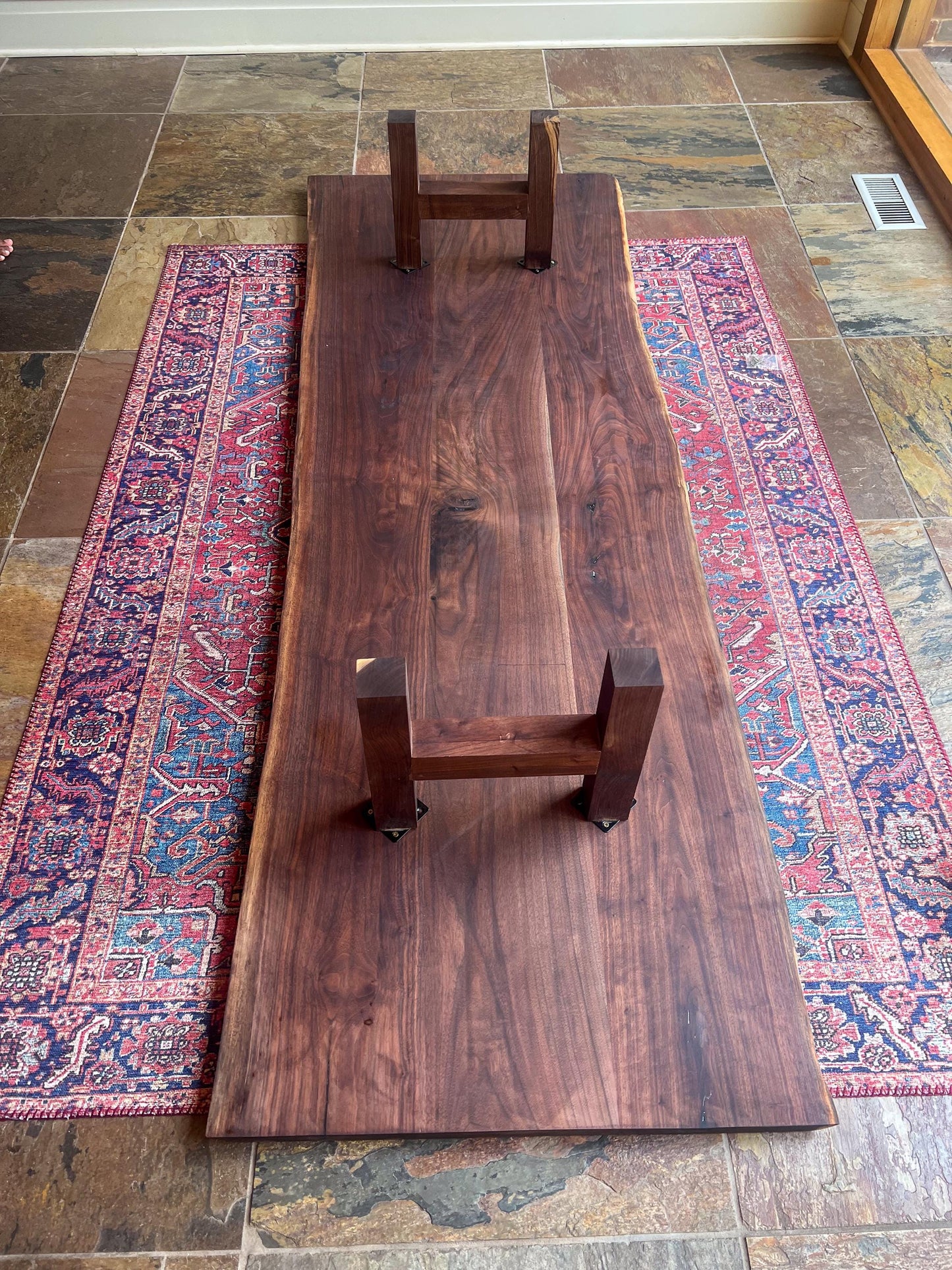 Walnut h-frame table leg