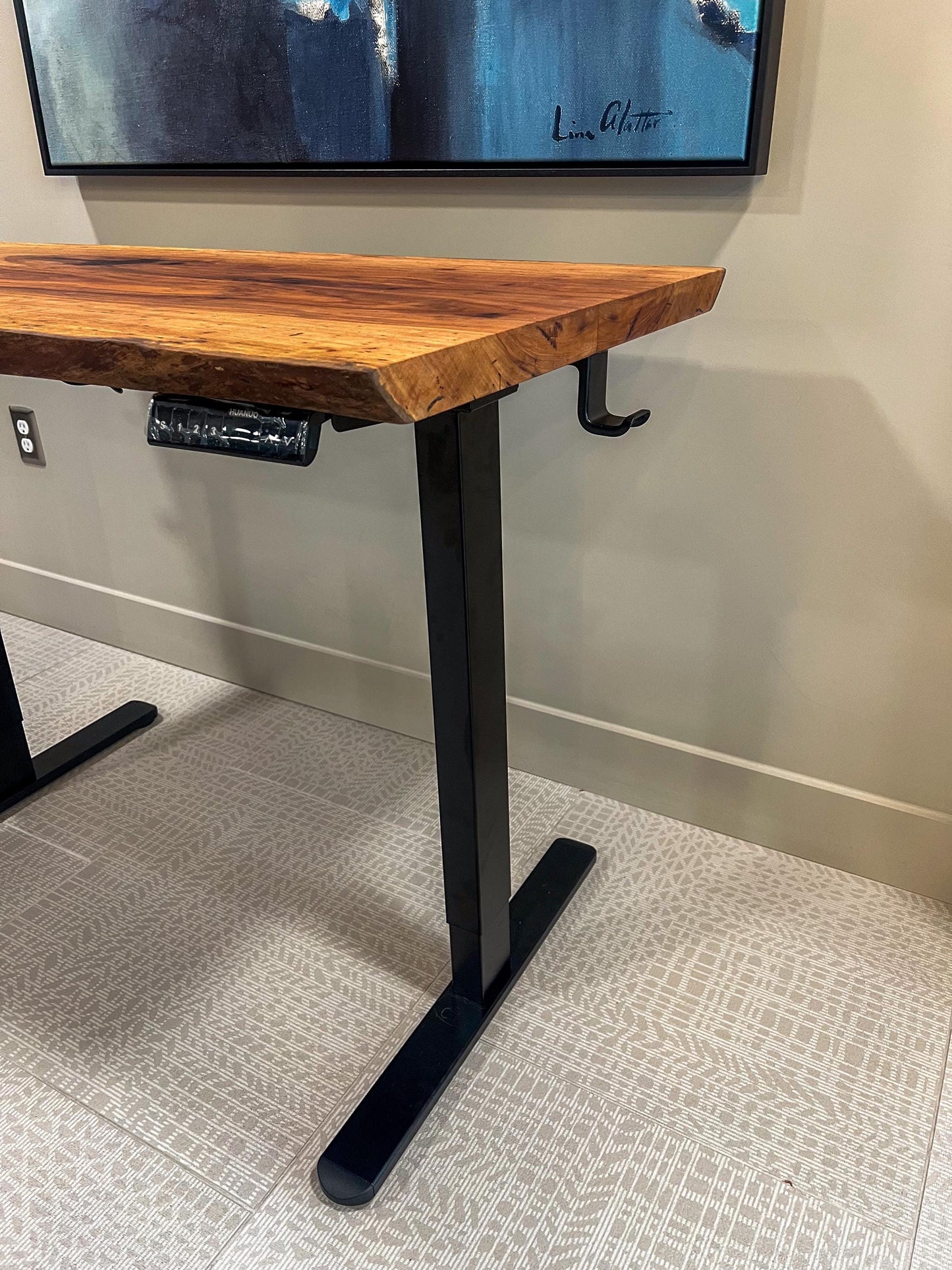 Live Edge Solid Pecan Standing Desk
