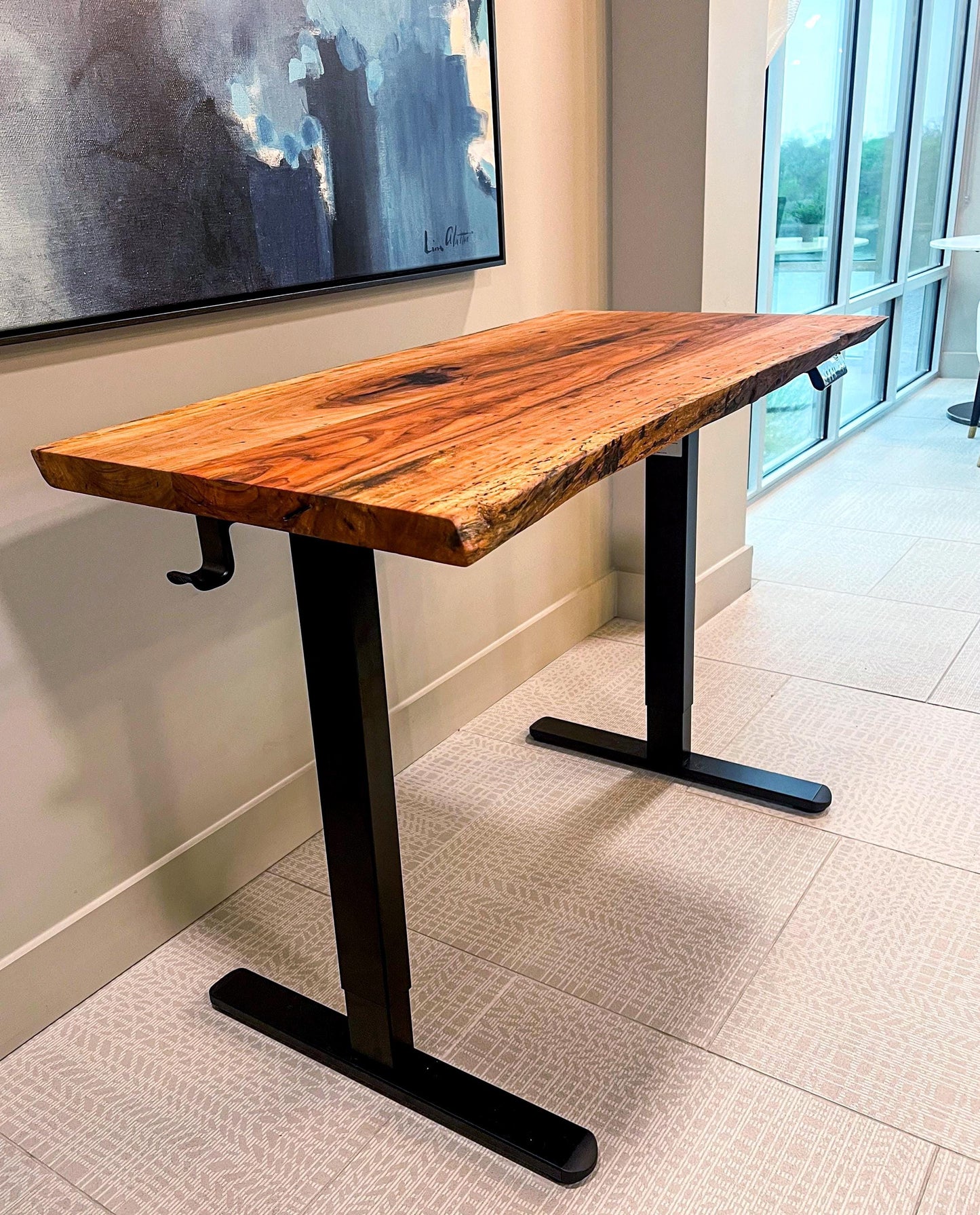 Live Edge Solid Pecan Standing Desk