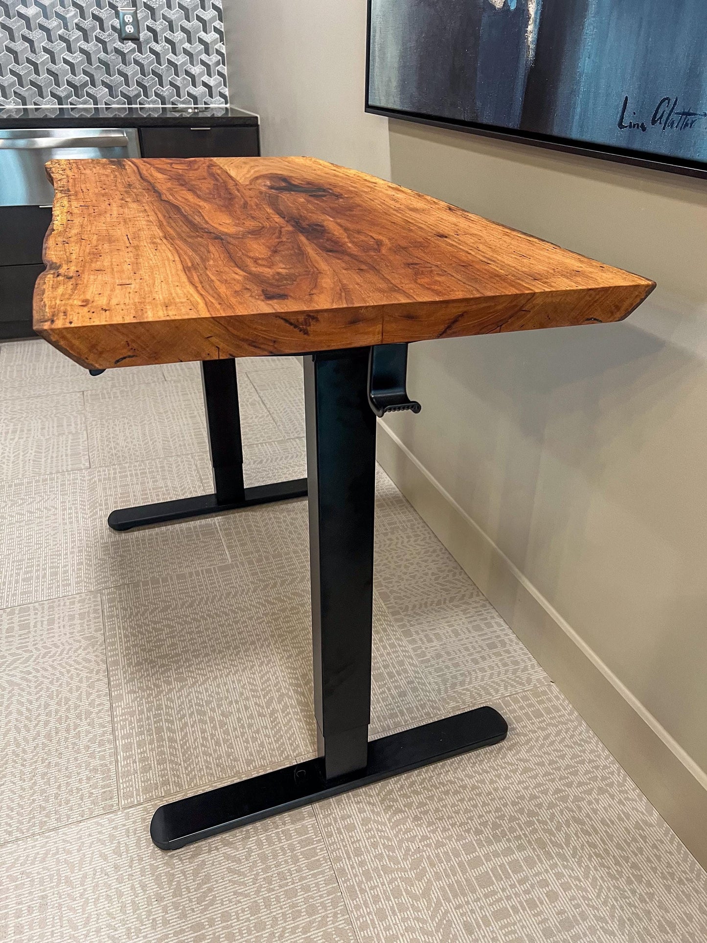 Live Edge Solid Pecan Standing Desk