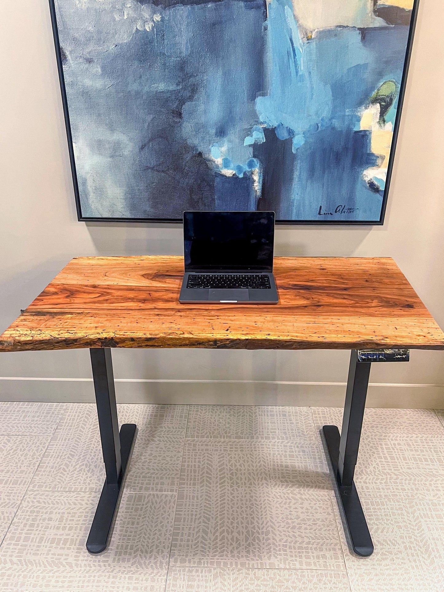 Live Edge Solid Pecan Standing Desk