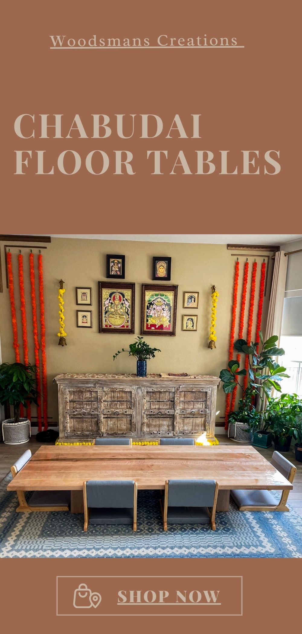 Maple Japanese low dining floor table